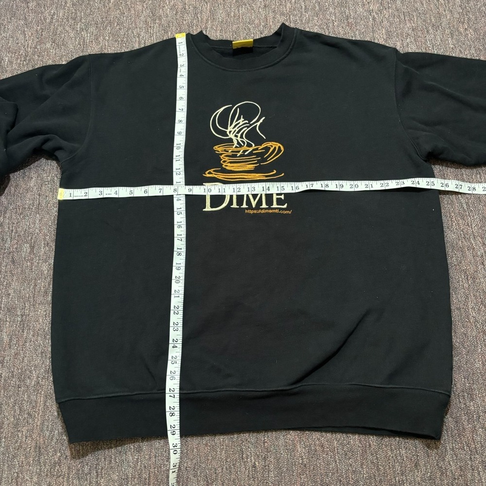 Dime MTL Coffee Cup Embroidered Crewneck Sweatshirt Mens XL Black Skate - Picture 7 of 7